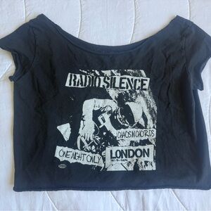 Brandy Melville  Graphic Band Tee with White Print